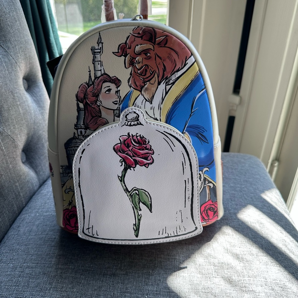Loungefly Disney Beauty And The Beast Couple Rose Mini Backpack